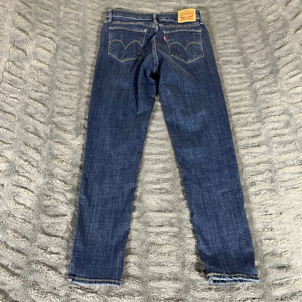 Levis 711 Skinny Ankle Jeans Dark Wash Blue Mid Rise‎ Stretch Denim 27 AP315